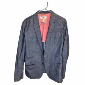 Penguin Long Sleeve Blue Linen Blend Chambray Blazer